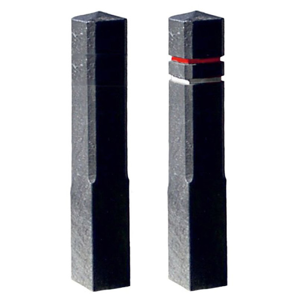 Stein HGS Absperrpfosten 'Bollard' 140 x 140 mm aus Recyclingkunststoff, mit 2 Fräsungen, braun und 2 Reflektorbänder, 41009