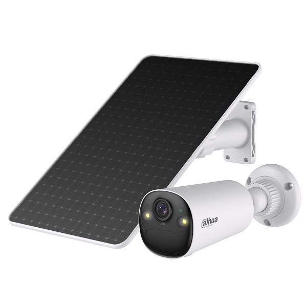 dahua Apollo Bullet C1 8 MP Kit intelligente batteriebetriebene Dualband WLAN-Überwachungskamera mit AOV, Wi-Fi 6, inklusive Solarpanel (weiß), dha8ww