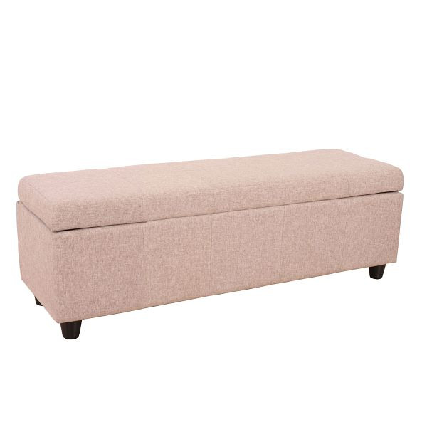 Mendler Aufbewahrungs-Truhe Kriens, Sitzbank Bank, Stoff/Textil, 45x114x45cm, beige, 21445