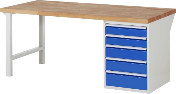 RAU Werkbank Serie 7000 - Baukasten-Bauweise, Unterbau-Container (5x Schublade), 2000x840x900 mm, 03-7513A1-209B4S.11