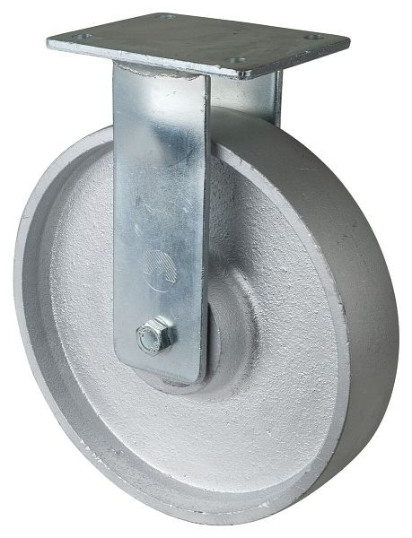 BS Rollen Schwerlastrolle, Bockrolle, Rad-Breite 54 mm, Rad-Ø 250 mm, Tragfähigkeit 1400 kg, Lauffläche Guss, Radkörper Guss, Kugellager, RR110.C81.250