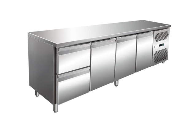 A&S Polarny VIP Kühltisch mit 4 Türen und Aufkantung -2 bis +8°C, 2230x700x860 mm, KT4C2-VIP