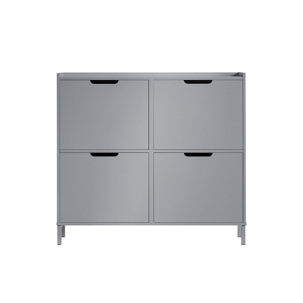 SoBuy Schuhschrank mit 4 Türen Hellgrau 100x19x91 cm, Minimalistisch, FSR100-HG
