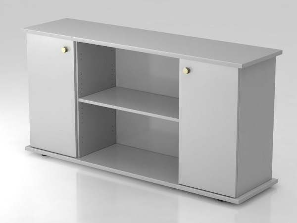 Hammerbacher Sideboard 2 Türen 166cm Streifengriff Grau/Grau, 166,1x44,8x84 cm (BxTxH), VSB2T/5/5/SG