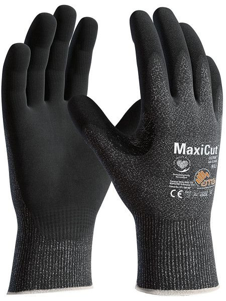ATG MaxiCut Ultra Schnittschutz-Strickhandschuhe (44-5745E), Farbe: grau/schwarz, Größe: 6, VE: 12 Paar, 2484-6