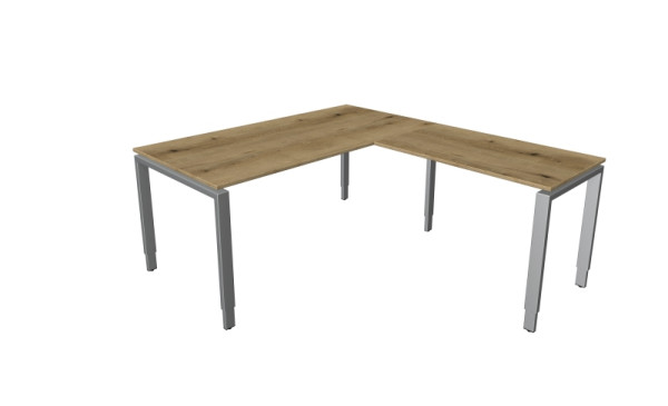 Kerkmann Schreibtisch, B 1600 x T 800 x H 680-820 mm mit Anbautisch, Form 5, Asteiche, 11413955