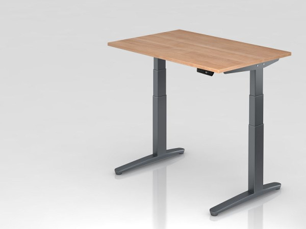 Hammerbacher Sitz-Steh-Schreibtisch elektrisch 120x80cm Nussbaum/Graphit, Rechteckform, VXBHM12/N/GG