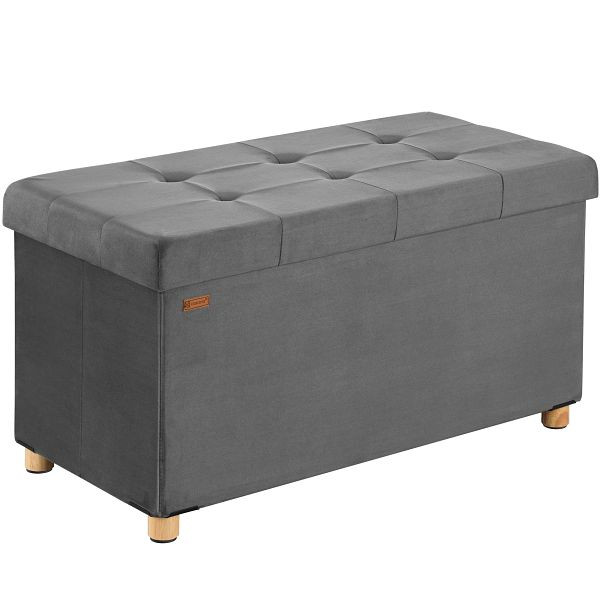 casaria Sitzbank Anthrazit Samt 76x38x42cm mit Stauraum faltbar, 109927