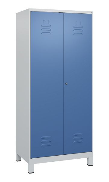 C+P Umkleidespind Classic PLUS SW, Füße, 2 Abteile, 1800x800x500mm, 7035/5023, Zylinderschloss, 0800127-22 S10020