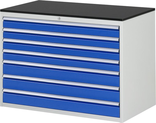 RAU Schubladenschrank Serie 7000, B1145xT650xH820mm, Schubladen: 4xH90, 3xH120mm, Arbeitsplatte melaminharzbeschichtet, 03-XXL5.17A-M.11