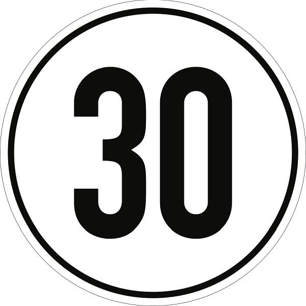 Moedel Geschwindigkeitsschild, 30 km/h, Folie, Ø 200 mm, 54277