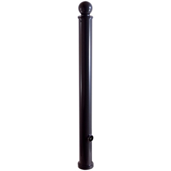 Stein HGS Absperr-Stilpfosten Ø 76 mm mit Kugelkopf, umlegbar, Profilzylinderschloss, mit, Sicherungskarte, Schließung oben, zum Aufdübeln, weiß, rote Leuchtstreifen, ohne Ösen, 474uzb-470.58sonder-rw