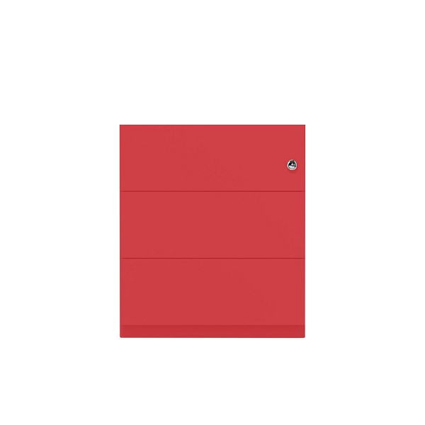 Bisley Rollcontainer Note™, 3 Schubladen, Tiefe 565 mm, Griffleiste, 670 kardinalrot, NWA59M7SSS670
