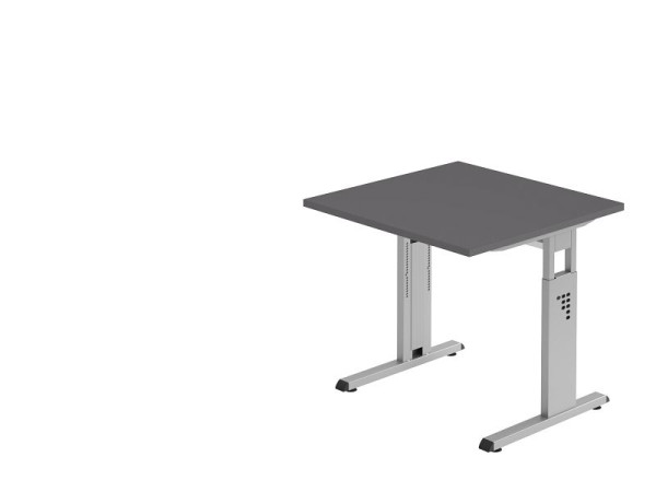 Hammerbacher Schreibtisch C-Fuß 80x80cm Graphit/Silber, Arbeitshöhe 65-85 cm, VOS08/G/S