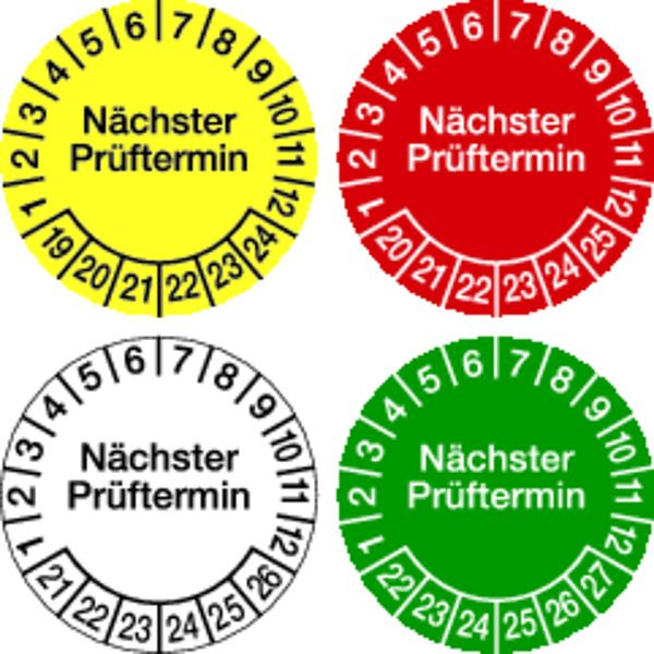 Schilder Klar Prüfplakette Nächster Prüftermin ab 24 gelb/schwarz, 30 mm Folie selbstklebend, VE: 40 Stück, 46/66.24