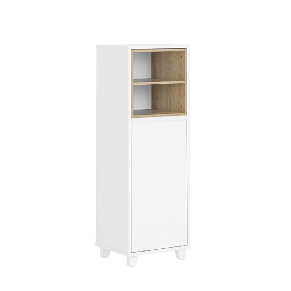 SoBuy Badezimmerschrank mit ausklappbarem Wäschesack Weiß 35x30x105 cm, Funktional, BZR146-W