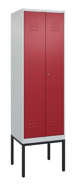 C+P Umkleidespind Classic PLUS SW, Gestell, 2 Abteile, 2120x600x500mm, 7035/3003, Zylinderschloss, 0800327-20 S10016