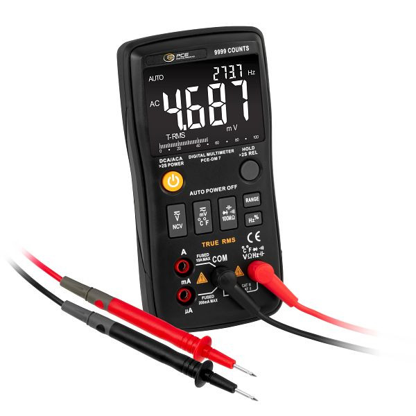 PCE Instruments Digital-Multimeter, True RMS-Messung, Temperaturmessung, Messbereichswahl automatisch und manuell, PCE-DM 7