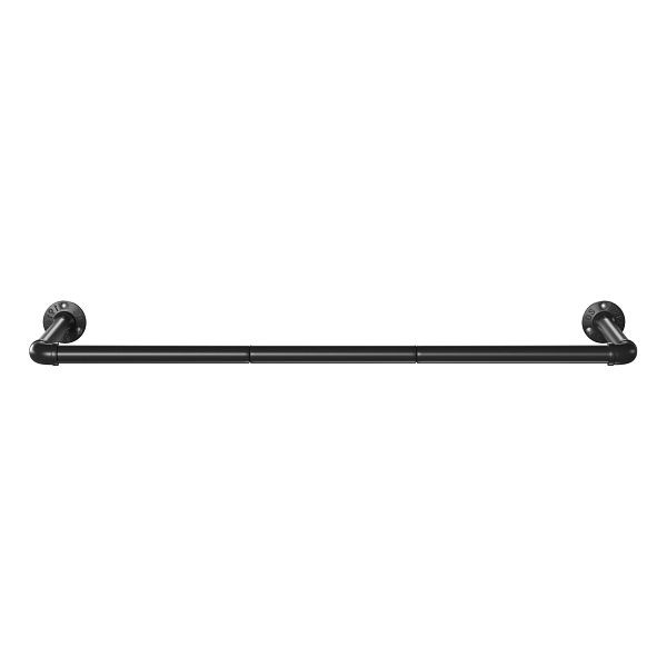 SONGMICS Wandmontierte Wäschestange, industrielle Rohraufhängschiene für Kleidung, platzsparend, schwer gebaut, 92 x 30 x 7,5 cm, schwarze, HSR67BK