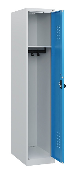 C+P Spind Evolo PLUS, 1 Abteil, 1530x300x500mm, 7035/5012, Drehriegel, 0490005-10 S10007