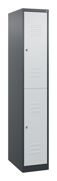 C+P Doppelstöckiger Spind Classic PLUS, 1700x300x500mm, 7016/7035, Zylinderschlösser, 0803007-10 S10024
