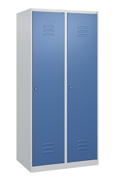 C+P Umkleidespind Classic PLUS mit Mitteltrennwand, 2 Abteile, 1700x800x500mm, 7035/5023, Zylinderschlösser, 0800007-22F S10018