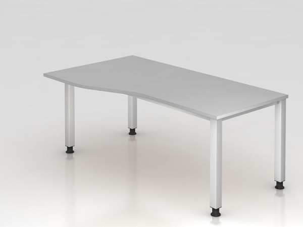 Hammerbacher Schreibtisch 4-Fuß eckig 180x100/80cm Grau, Freiform, links oder rechts montierbar, VQS18/5/S