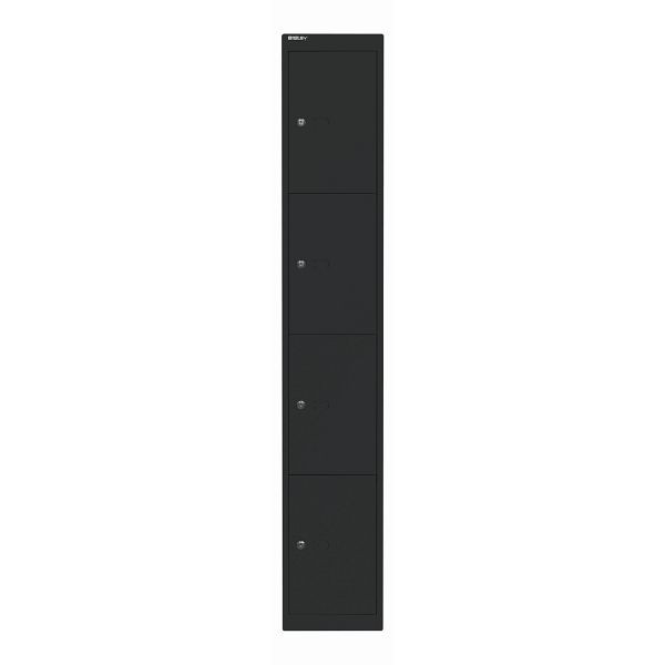 Bisley Schließfachschrank Office, 4 Fächer, Tiefe 457 mm, 133 schwarz antibakteriell, CLK184133