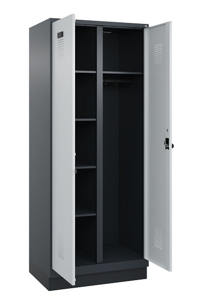C+P Wäsche-/Garderobenspind Evolo PLUS, mit Sockel, 2 Abteile, 1950x800x500mm, 7016, RAL 7035 Lichtgrau, Drehriegel, 049620-22 S10017