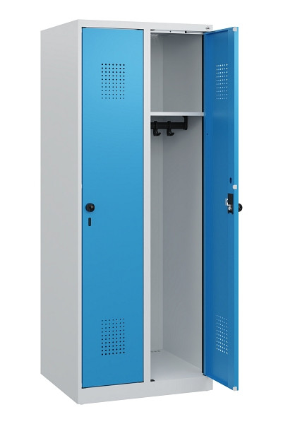 C+P Spind Evolo PLUS, 2 Abteile, 1530x600x500mm, 7035/5012, Drehriegel, 0490005-20 S10007