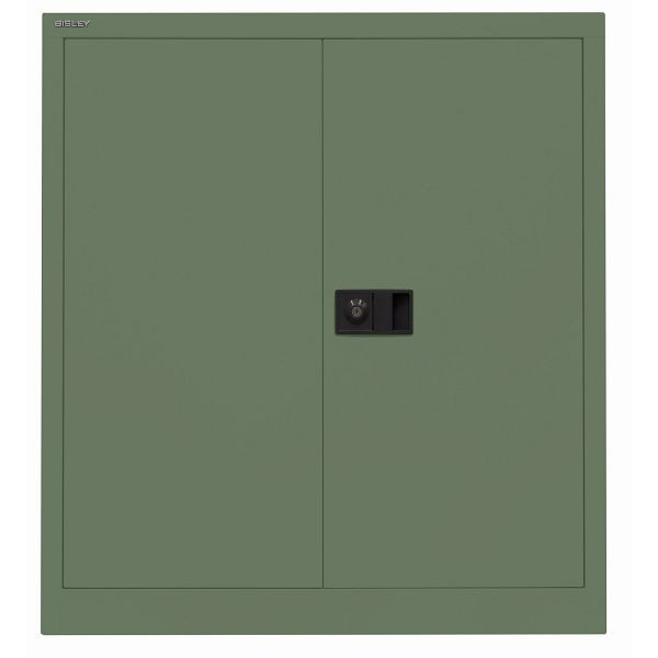 Bisley Flügeltürenschrank UNIVERSAL, 1 verzinkter Fachboden für 2 Ordnerhöhen, Breite 914 mm, 623 olivgrün, E402A01G623