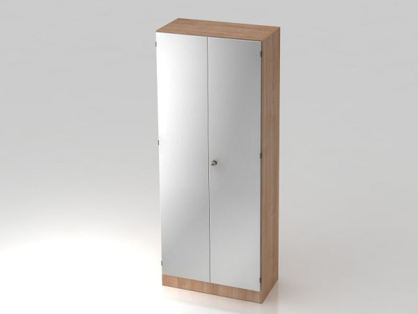 Hammerbacher Garderobenschrank 5OH, Sockelblende, Streifengriff Nussbaum/Silber, 80x42x200,4 cm (BxTxH), V6200/N/S/SG