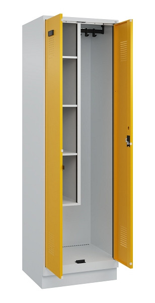 C+P Putzmittel-Spind Evolo PLUS, mit Sockel, 2 Abteile, 1950x600x500mm, 7035/100, Zylinderschloss, 049120-00 S10027