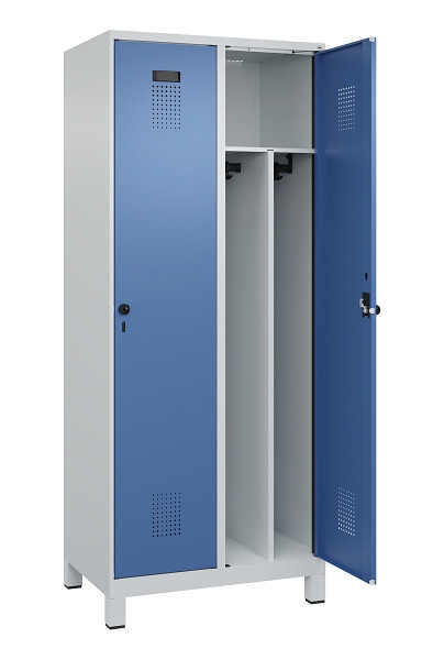 C+P Spind Evolo PLUS, mit Füßen, 2 Abteile, 1950x800x500mm, 7035/5023, Verschluss Drehriegel, 049010-22F S10008