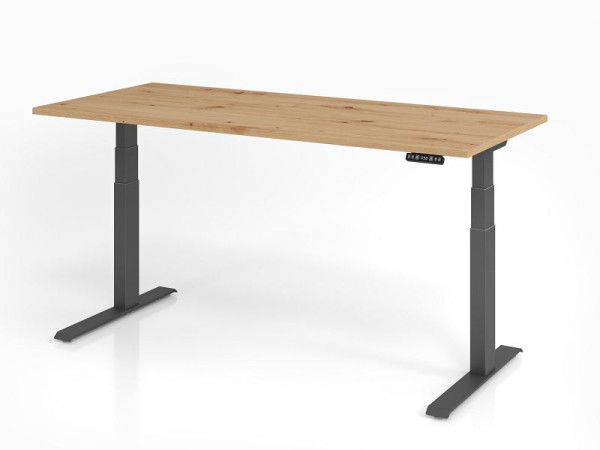 Hammerbacher Schreibtisch XDKB19, 180 x 80 cm, Platte: Asteiche, 25 mm dick, ABS-Dickkante, Rechteckform, Graphit, VXDKB19/R/G