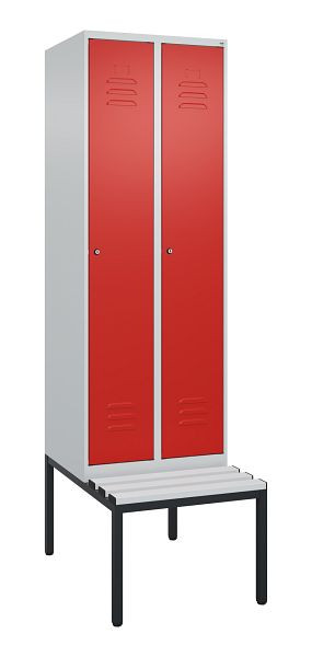 C+P Umkleidespind Classic PLUS mit Mitteltrennwand, 2 Abteile, 2120x600x815mm, 7035/3020, Zylinderschlösser, 0800507-20F S10017