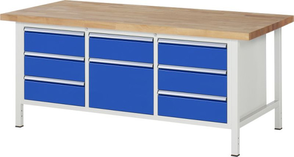 RAU Werkbank Serie 8000 - Modell 8571, B2000 x T900 x H840-1040 mm, 13-8571A2-209B4H.11