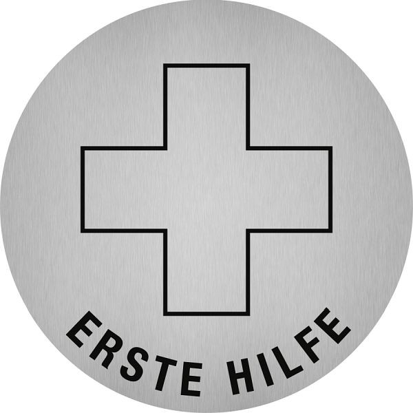Moedel Piktogramm Erste Hilfe, Edelstahl, selbstklebend, Ø 50 mm, 52505