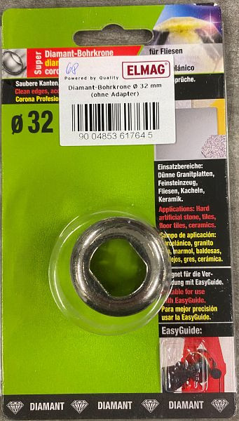 ELMAG Diamant-Bohrkrone Ø 32 mm (ohne Adapter), 61764, 9004853617645