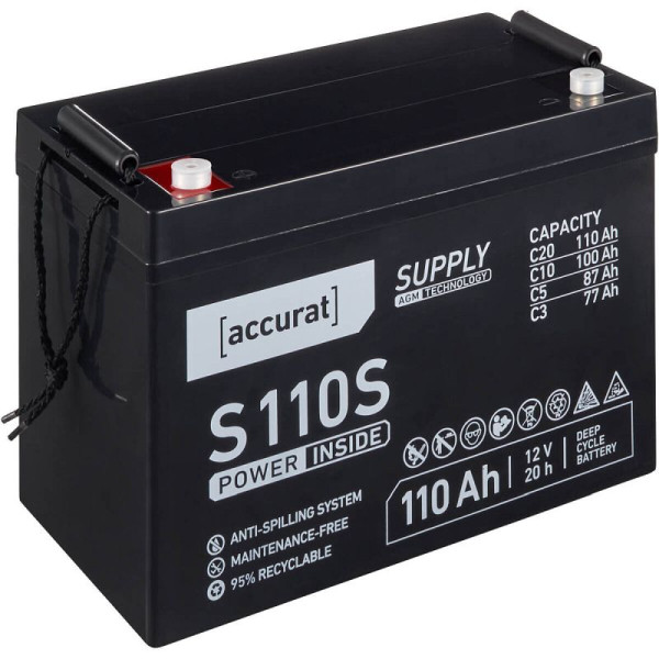Accurat Supply S110s AGM Versorgungsbatterie 12V 110Ah, VBB-AGM-S110S