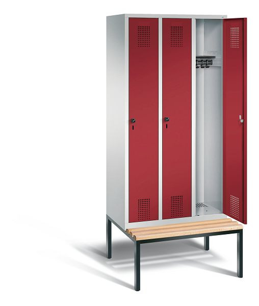 C+P Garderobenschrank Evolo, H2090xB900xT815mm, Farbe: Lichtgrau / Rubinrot, 48050-30 S10006