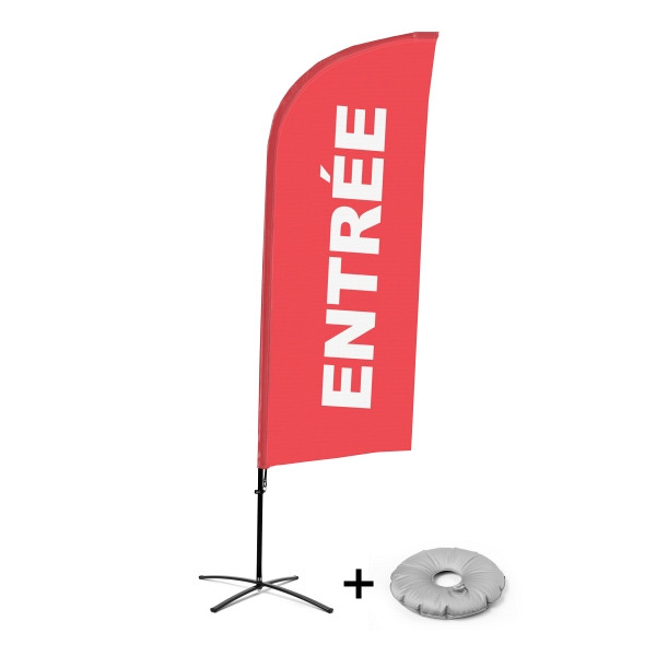 Showdown Displays Beachflag Alu Wind Komplett-Set Eingang Rot Französisch Kreuzständer, BFAW310-CB30-WB-I512