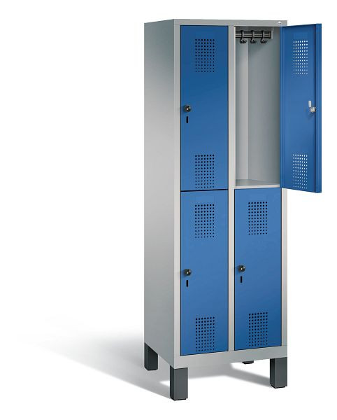 C+P Spind doppelstöckig Evolo, H1850xB610xT500mm, Farbe: Weißaluminium / Enzianblau, 48310-20 S10415