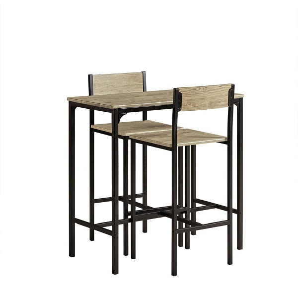 SoBuy Essgruppe für 2 Personen mit 2 Stühlen Holzfarbe 89x45x87cm, Industriell, OGT03-N