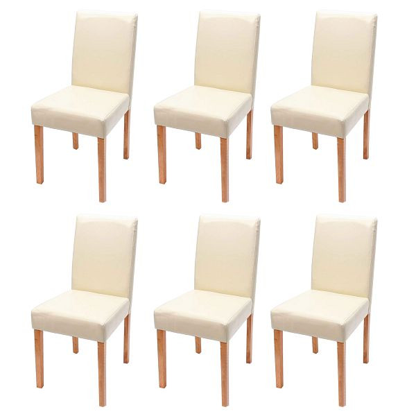 Mendler 6er-Set Esszimmerstuhl Stuhl Küchenstuhl Littau, Kunstleder, creme, helle Beine, 31516+28647