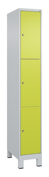 C+P Schließfachschrank Classic PLUS, Füße, 1950x300x500mm, 7035/0024, mit 3 Fächern, 080010-103 S10010