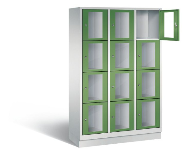 C+P Schließfachschrank Classic, H1800xB1200xT500mm, Farbe: Lichtgrau / Resedagrün, 8020A324 S10005