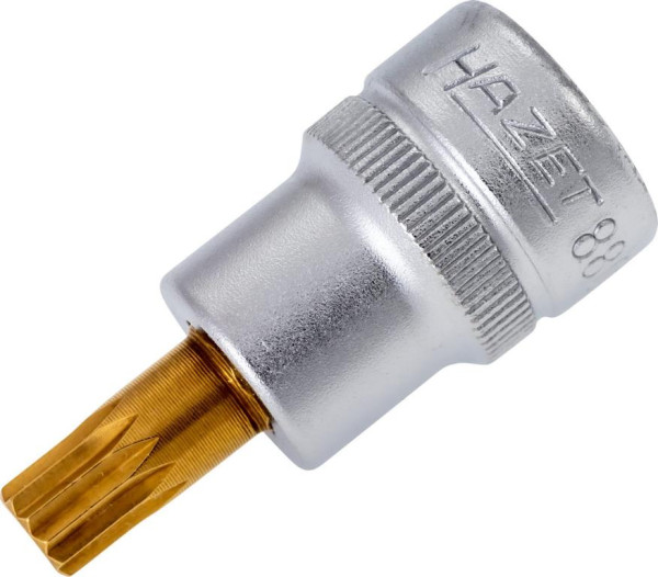 Hazet Schraubendreher-Steckschlüsseleinsatz, Vierkant hohl 10 mm, Innen Vielzahn Profil XZN, M8, Kurze Ausführung Mit Rändelung, 8808-8