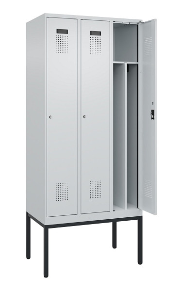 C+P Spind Evolo PLUS, Gestell, 3 Abteile, 2120x900x500mm, 7035/7035, Verschluss Zylinderschloss, 0490307-30F S10040
