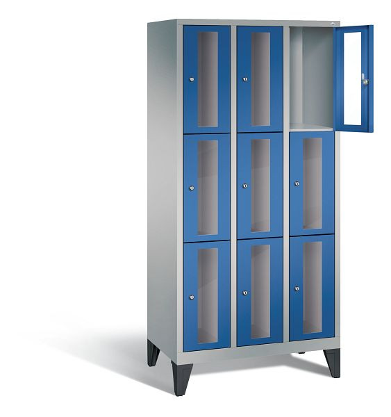 C+P Schließfachschrank Classic, H1850xB900xT500mm, Farbe: Weißaluminium / Enzianblau, 8010A303 S10010
